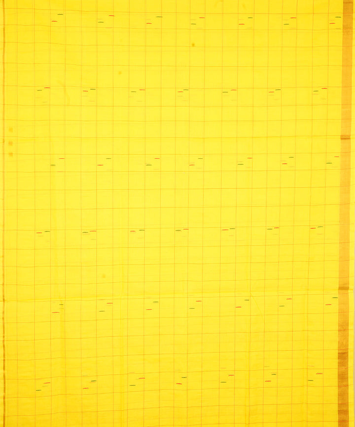 Yellow golden zari border cotton venkatagiri handloom saree