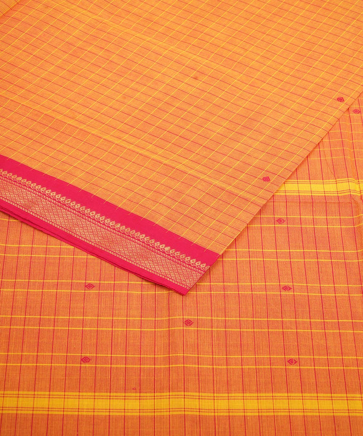 Tangerine orange red cotton venkatagiri handwoven saree