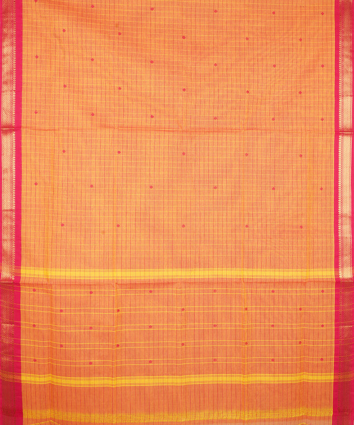 Tangerine orange red cotton venkatagiri handwoven saree