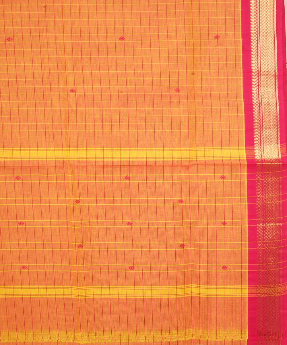 Tangerine orange red cotton venkatagiri handwoven saree