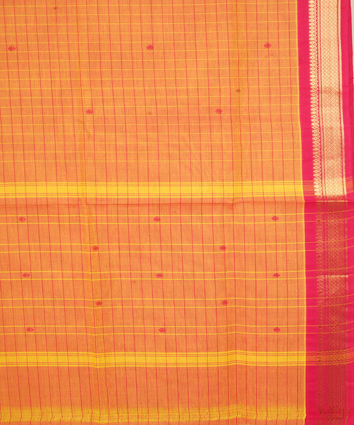 Tangerine orange red cotton venkatagiri handwoven saree