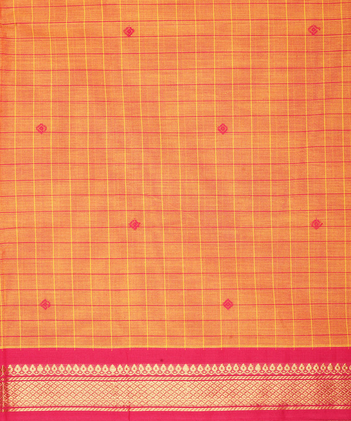 Tangerine orange red cotton venkatagiri handwoven saree