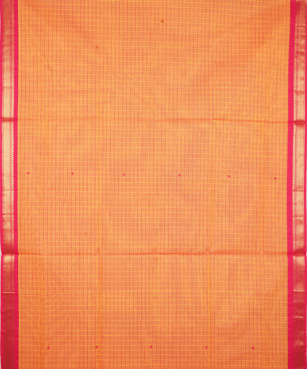 Tangerine orange red cotton venkatagiri handwoven saree