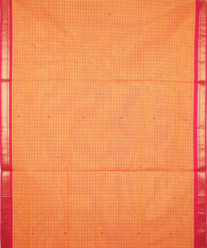 Tangerine orange red cotton venkatagiri handwoven saree