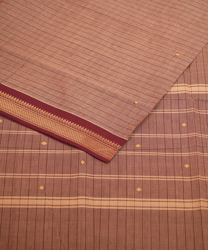 Brown cotton venkatagiri handloom saree