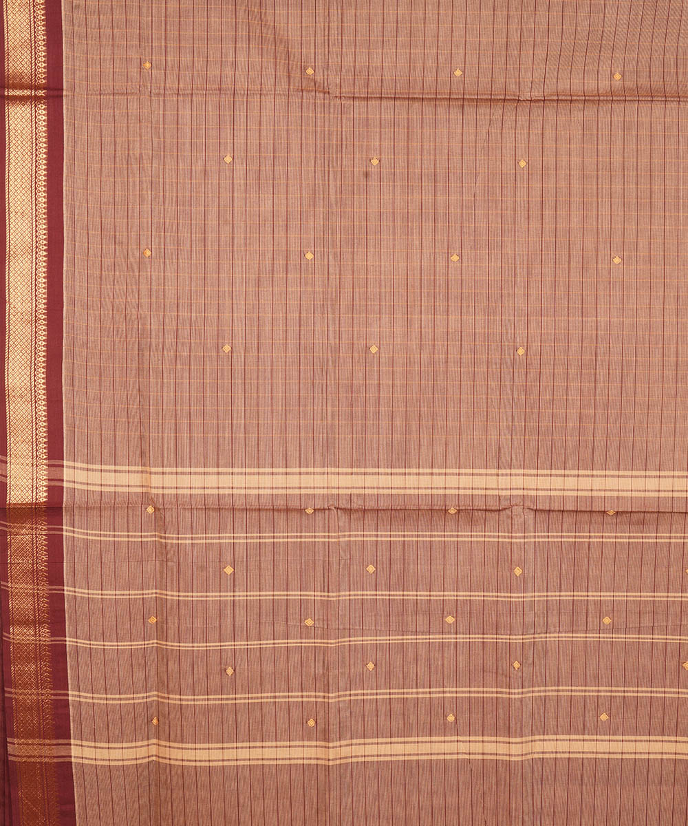 Brown cotton venkatagiri handloom saree