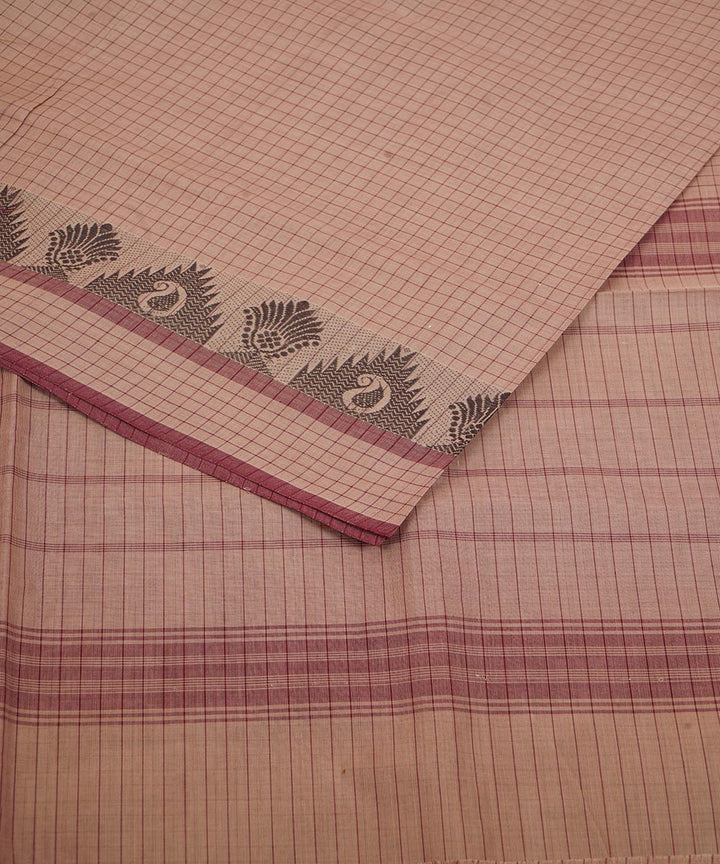Brown black cotton venkatagiri handloom saree