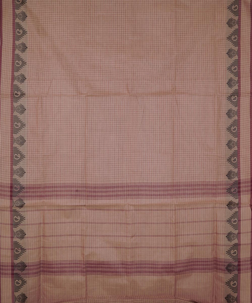 Brown black cotton venkatagiri handloom saree