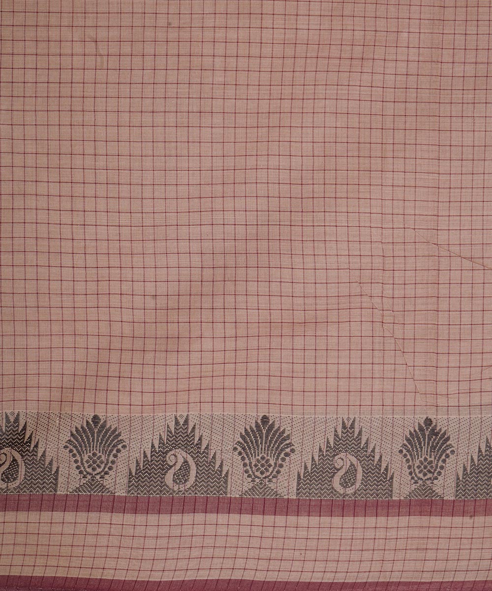 Brown black cotton venkatagiri handloom saree