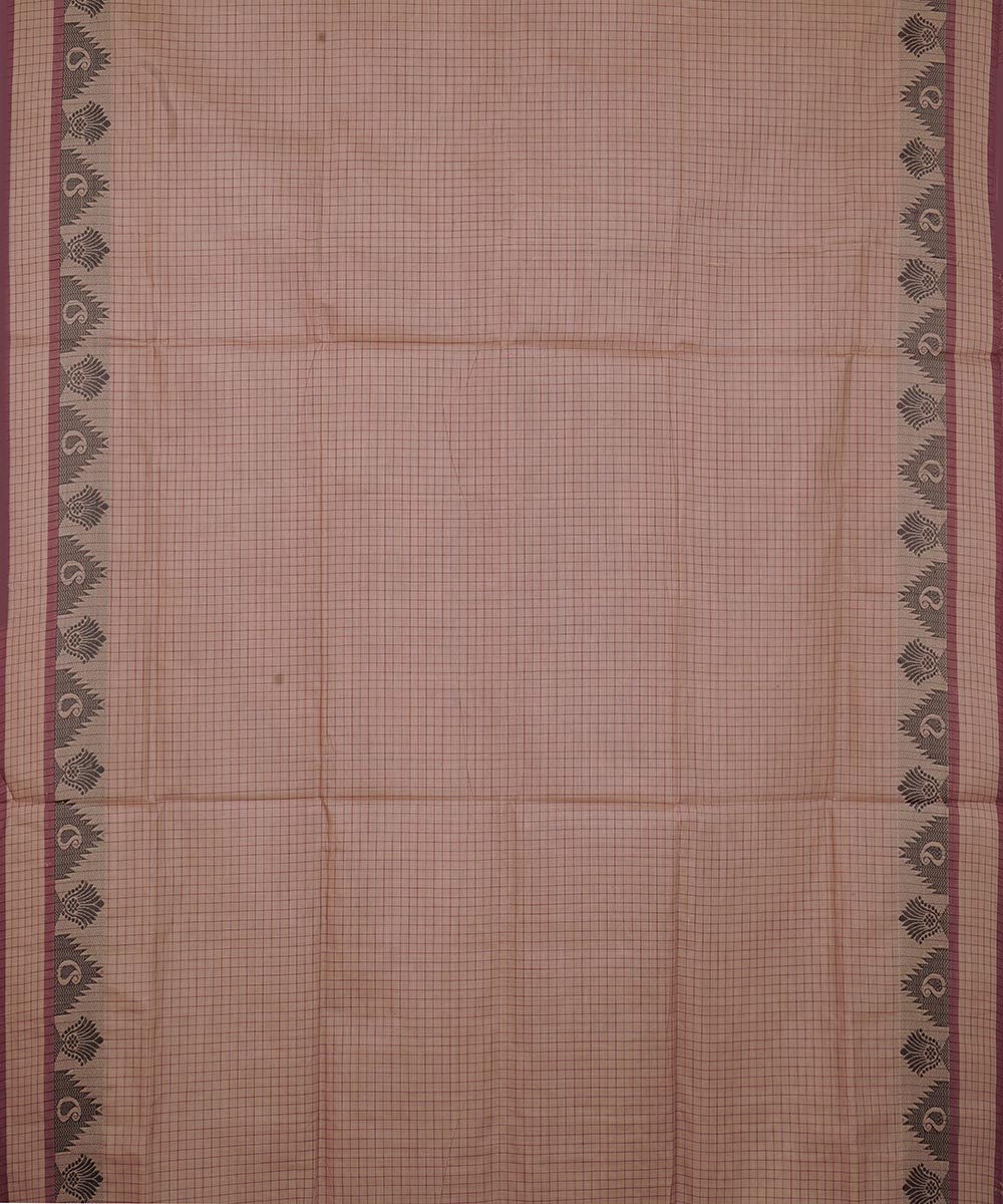 Brown black cotton venkatagiri handloom saree