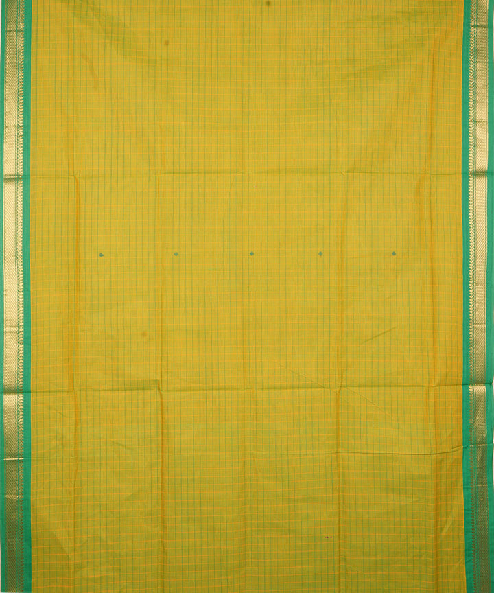 Lime green dark green border cotton venkatagiri handloom saree