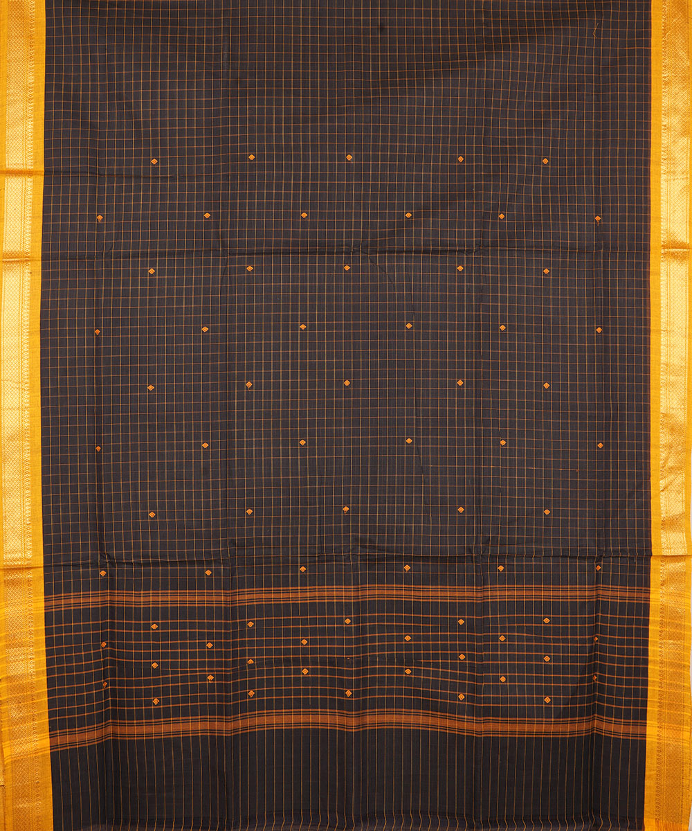 Black golden zari cotton venkatagiri handloom saree