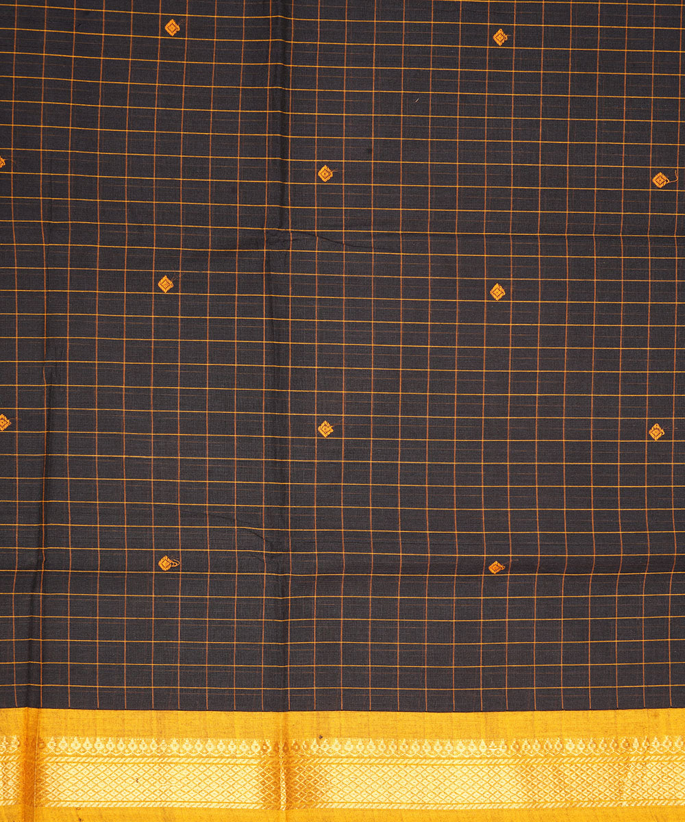 Black golden zari cotton venkatagiri handloom saree