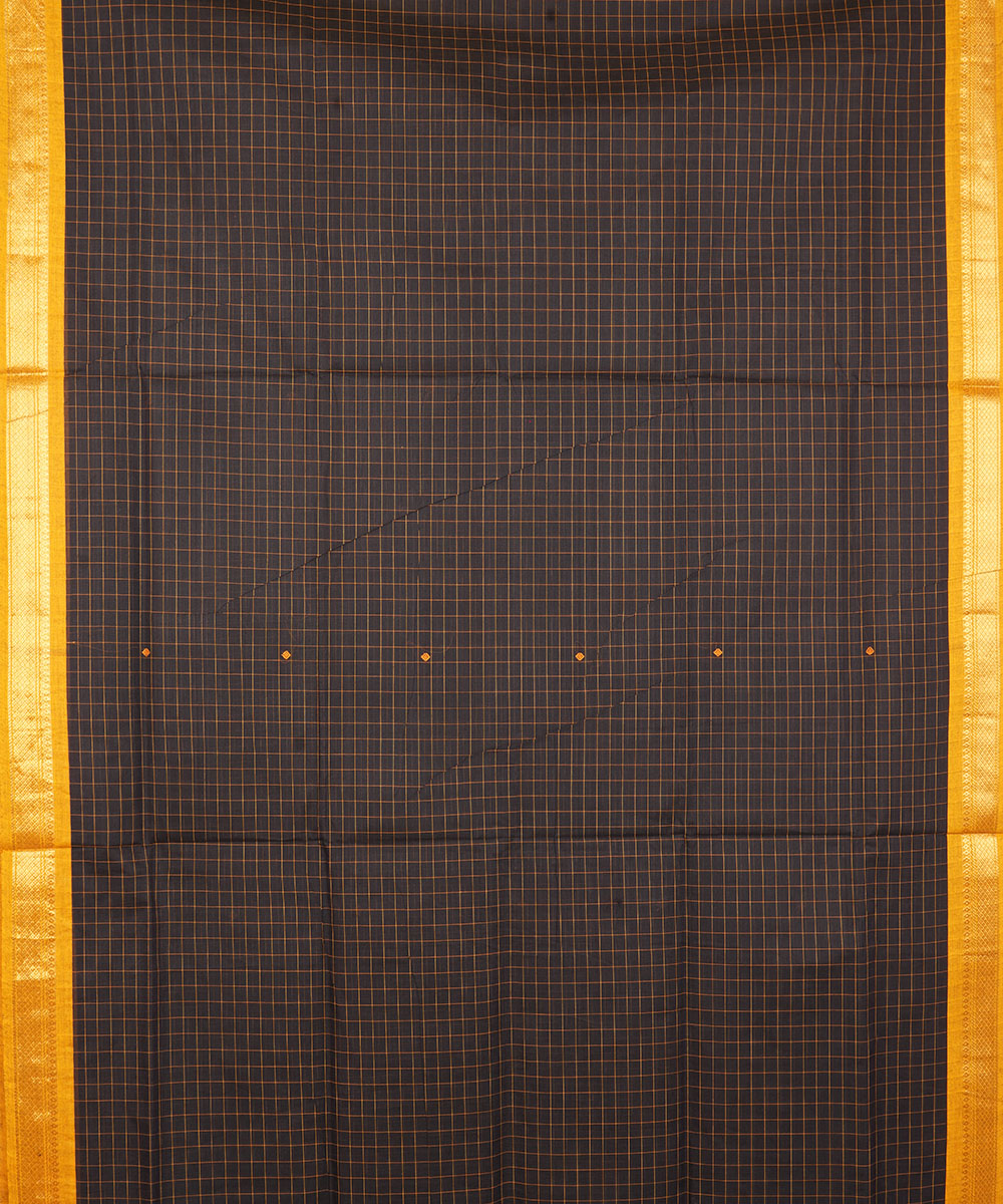 Black golden zari cotton venkatagiri handloom saree