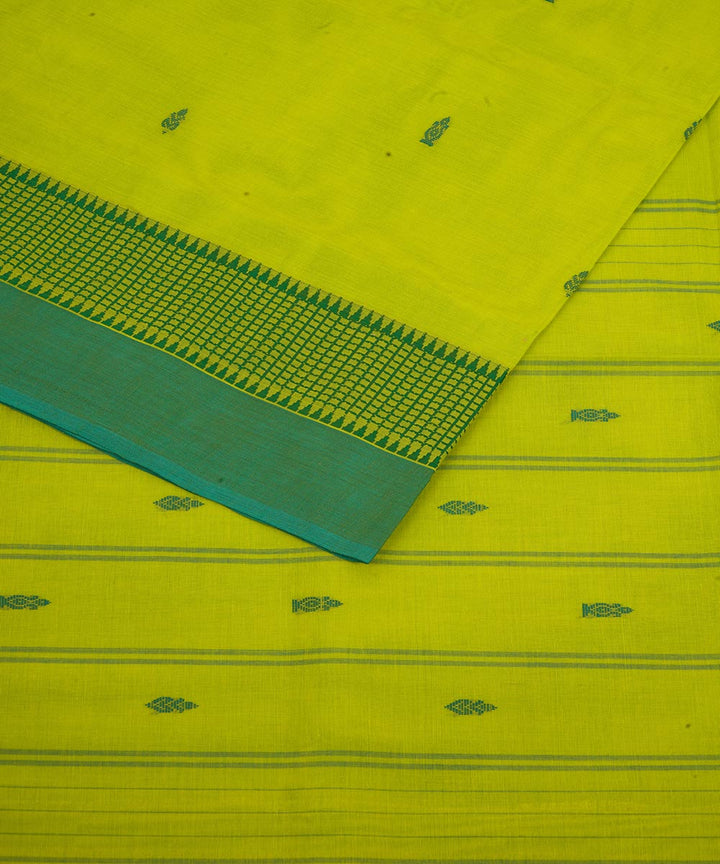 Lemon yellow green border cotton venkatagiri handwoven saree