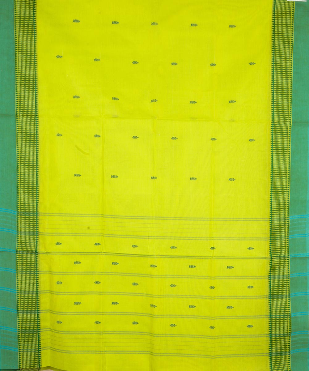 Lemon yellow green border cotton venkatagiri handwoven saree
