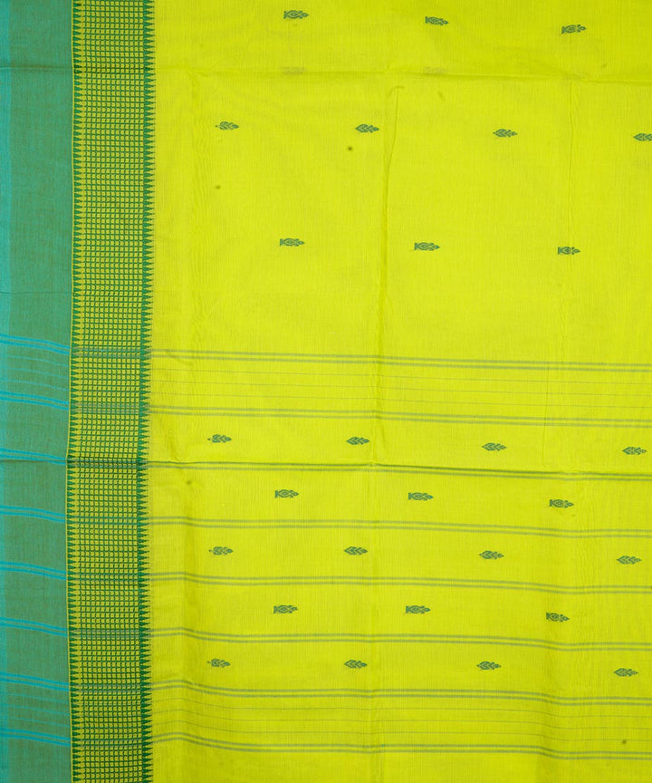 Lemon yellow green border cotton venkatagiri handwoven saree