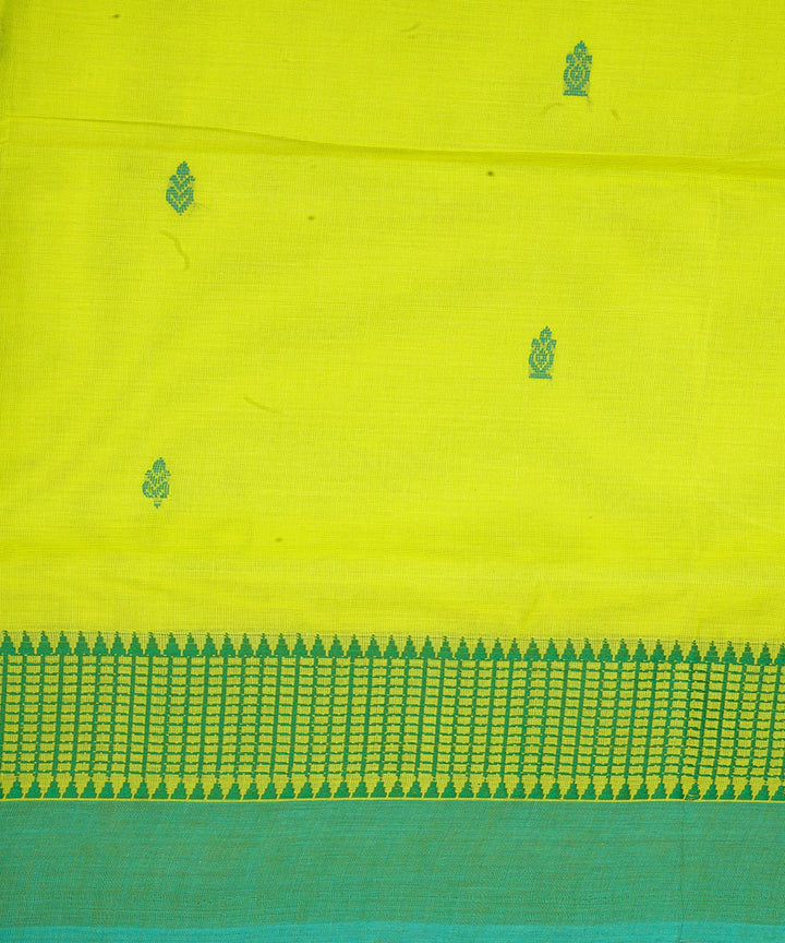 Lemon yellow green border cotton venkatagiri handwoven saree