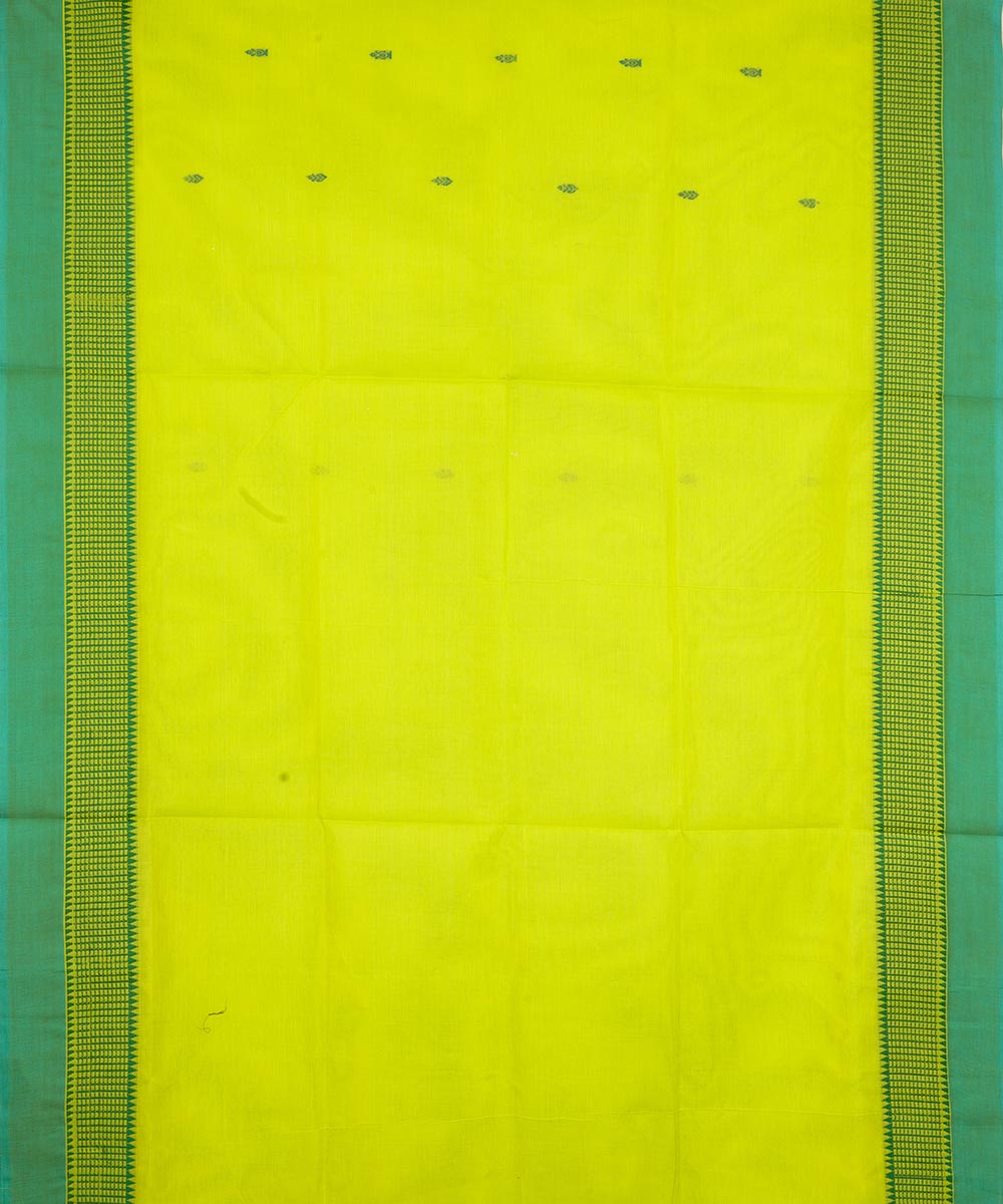 Lemon yellow green border cotton venkatagiri handwoven saree