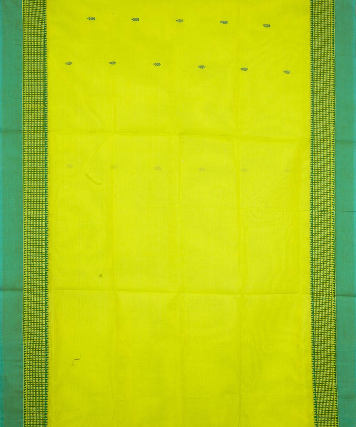 Lemon yellow green border cotton venkatagiri handwoven saree