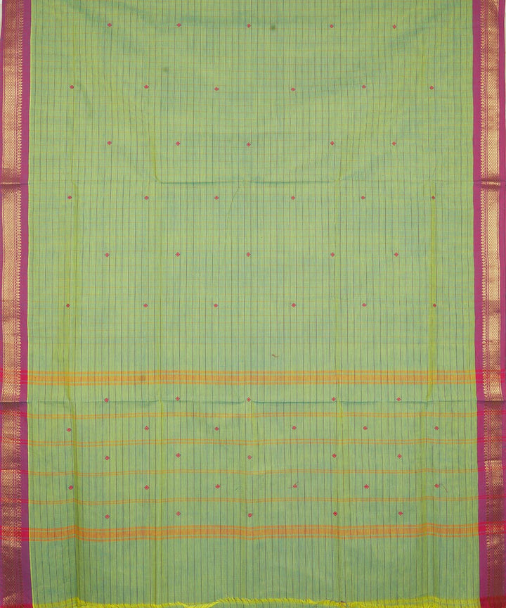 Light green magenta border cotton venkatagiri handloom saree