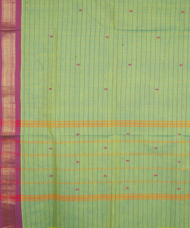 Light green magenta border cotton venkatagiri handloom saree
