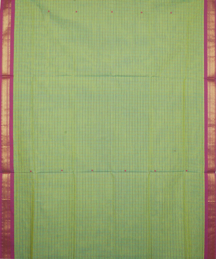 Light green magenta border cotton venkatagiri handloom saree
