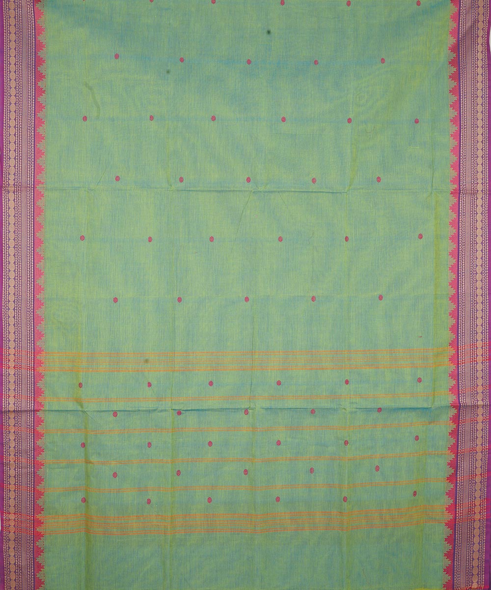 Light green magenta border cotton venkatagiri handloom saree