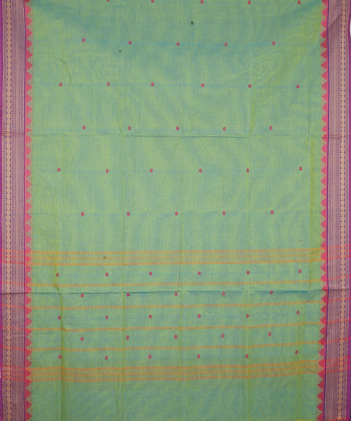 Light green magenta border cotton venkatagiri handloom saree