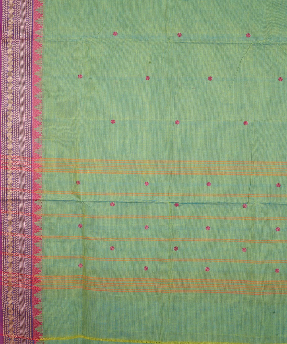 Light green magenta border cotton venkatagiri handloom saree