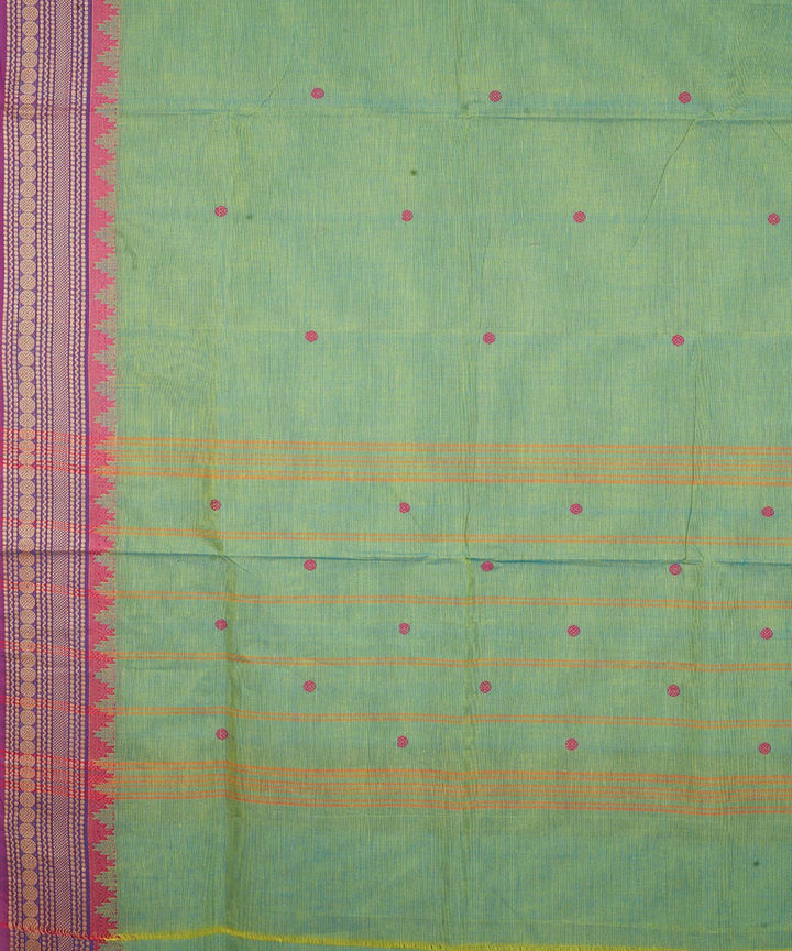 Light green magenta border cotton venkatagiri handloom saree