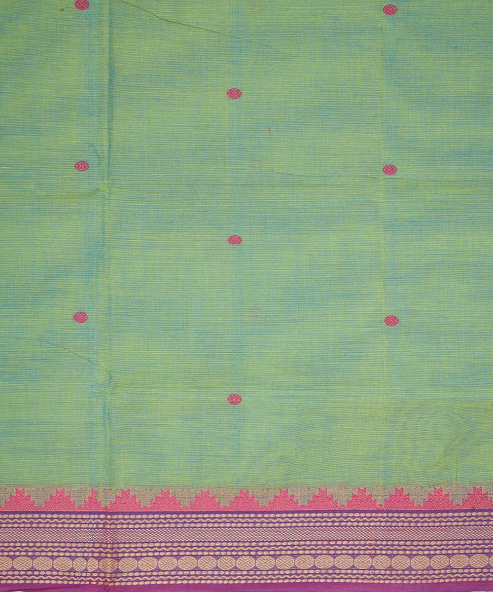 Light green magenta border cotton venkatagiri handloom saree