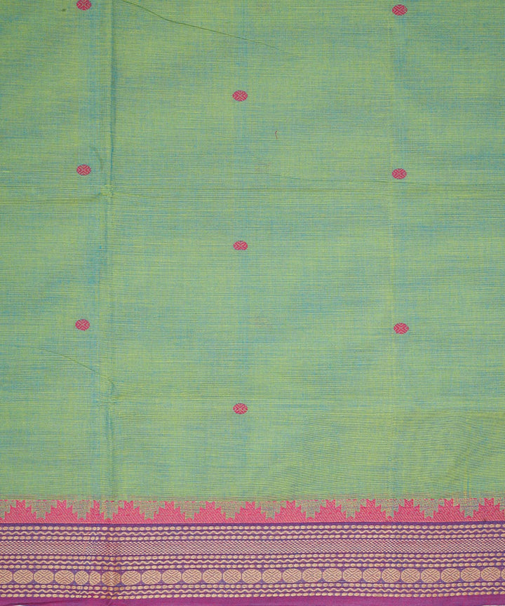 Light green magenta border cotton venkatagiri handloom saree