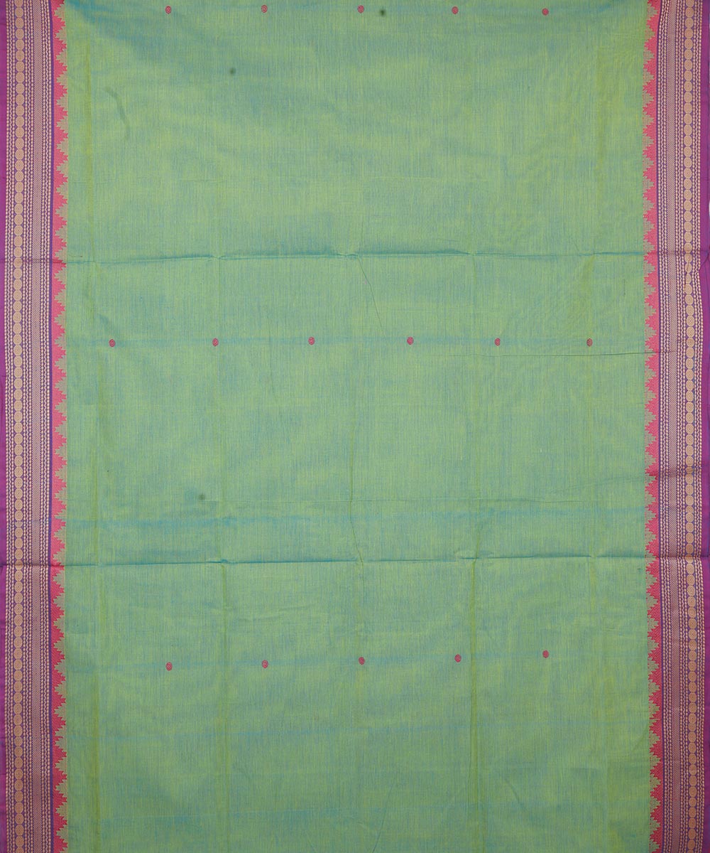 Light green magenta border cotton venkatagiri handloom saree