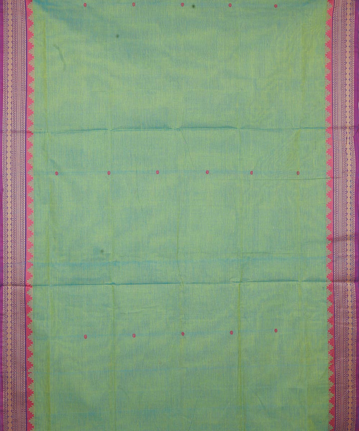 Light green magenta border cotton venkatagiri handloom saree