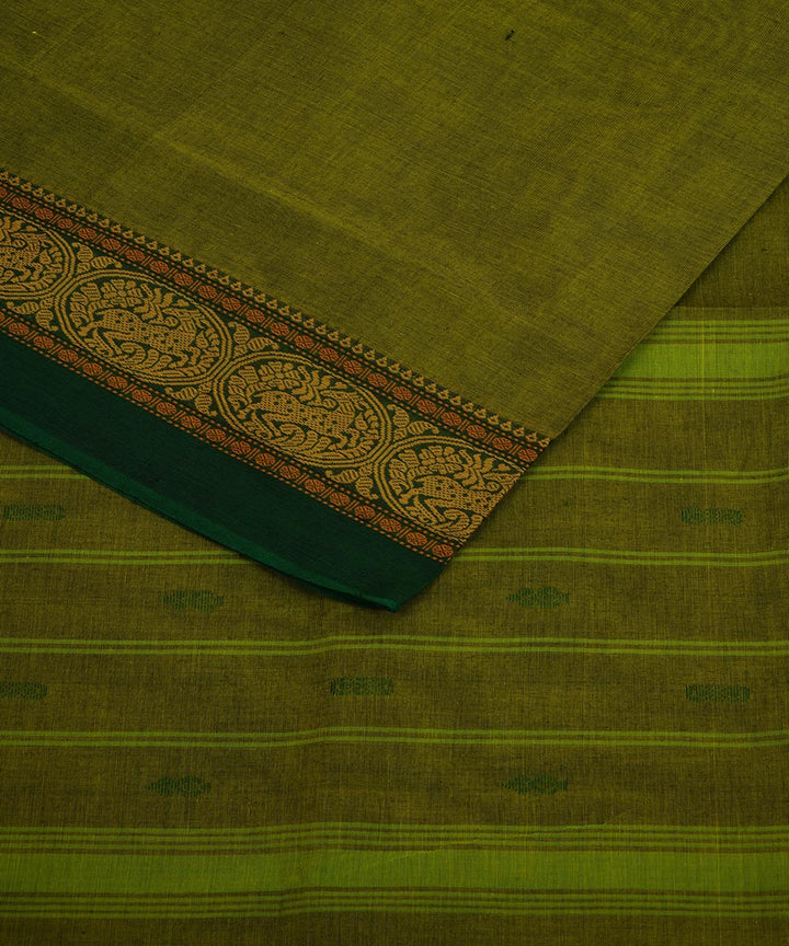 Light green darrk green border cotton venkatagiri handloom saree
