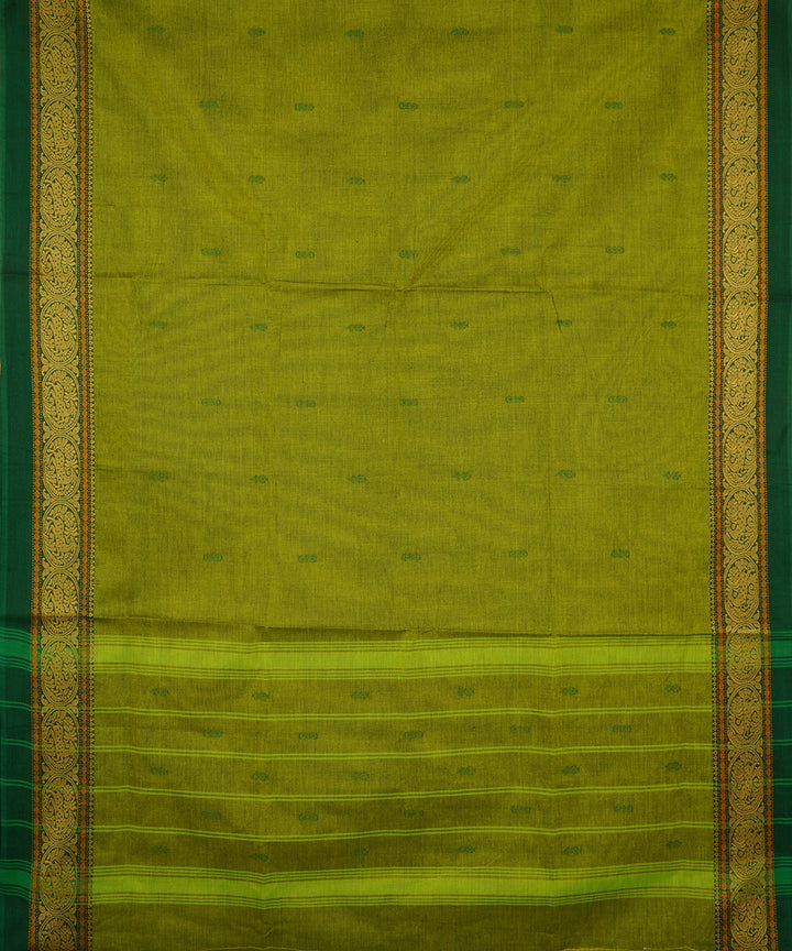 Light green darrk green border cotton venkatagiri handloom saree