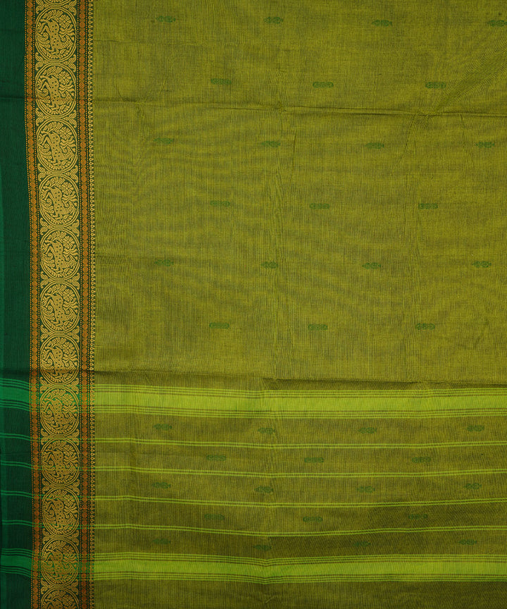 Light green darrk green border cotton venkatagiri handloom saree