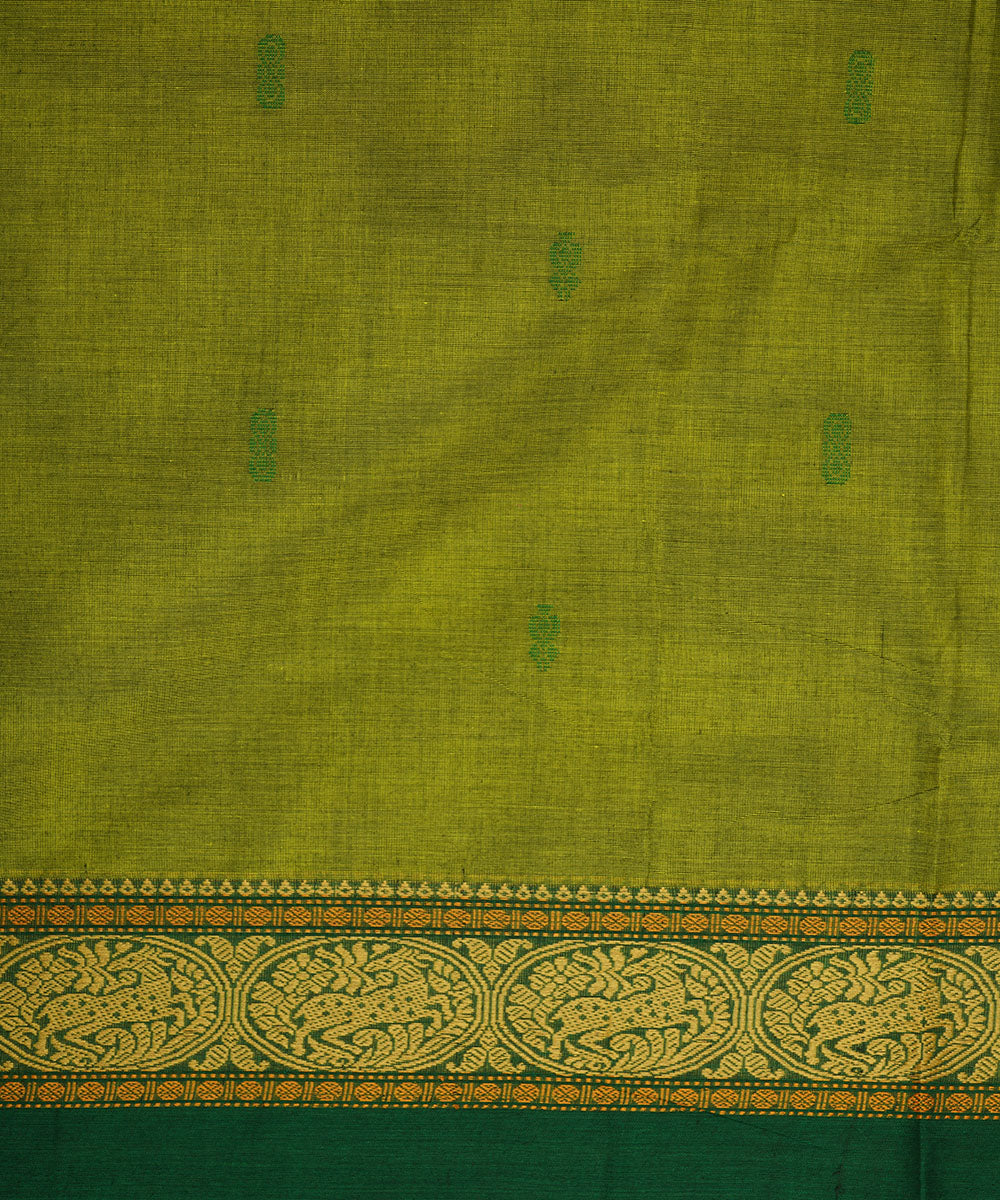 Light green darrk green border cotton venkatagiri handloom saree