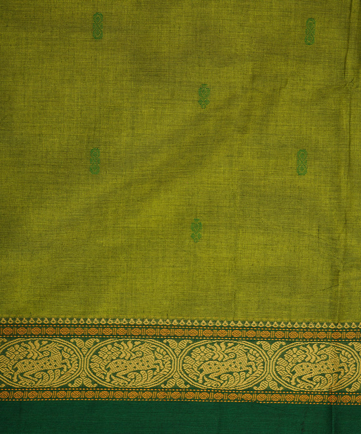 Light green darrk green border cotton venkatagiri handloom saree