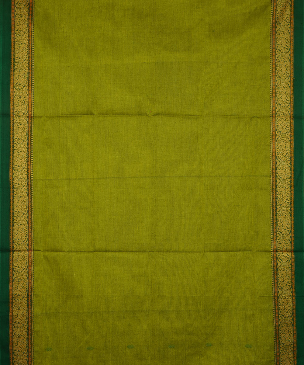 Light green darrk green border cotton venkatagiri handloom saree