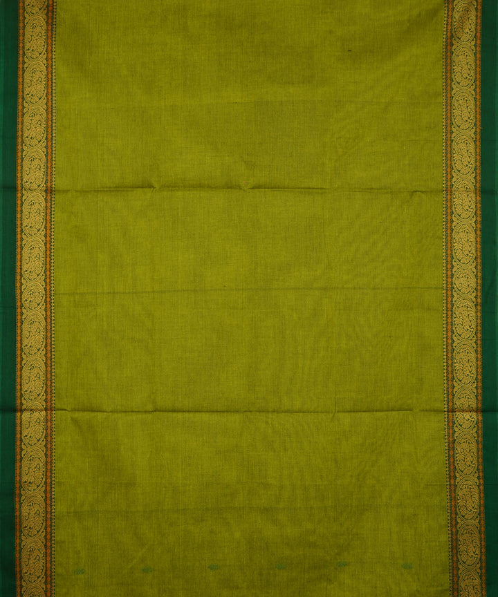 Light green darrk green border cotton venkatagiri handloom saree