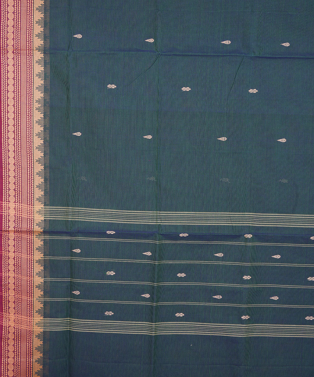 Space blue cotton venkatagiri handwoven saree