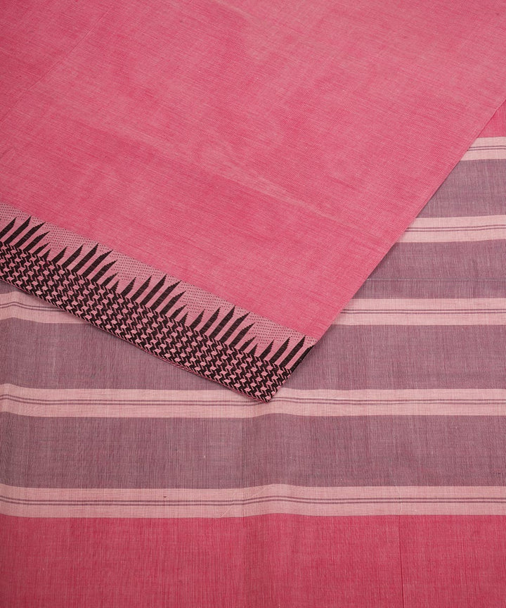 Pink striped pallu cotton venkatagiri handloom saree