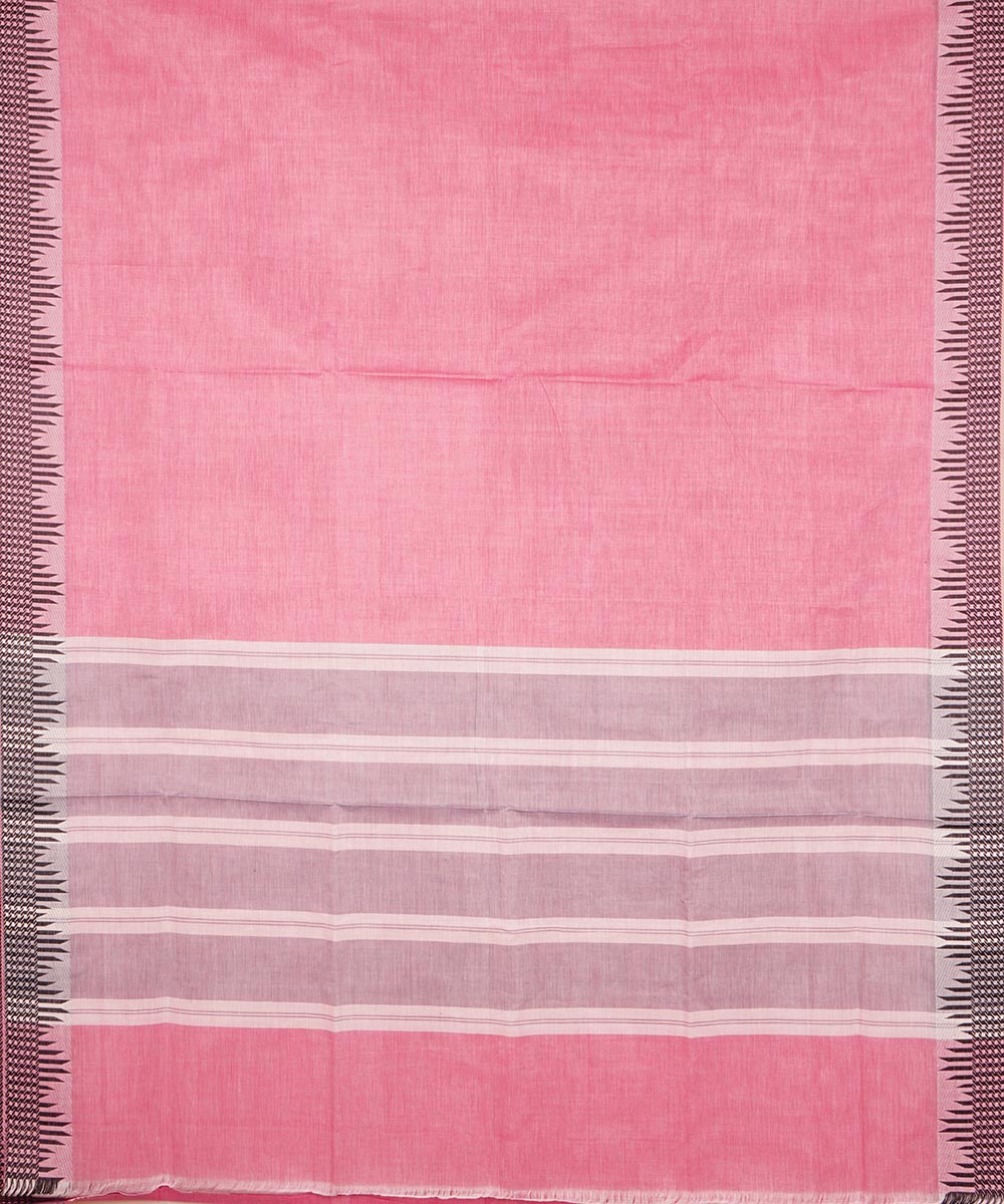 Pink striped pallu cotton venkatagiri handloom saree