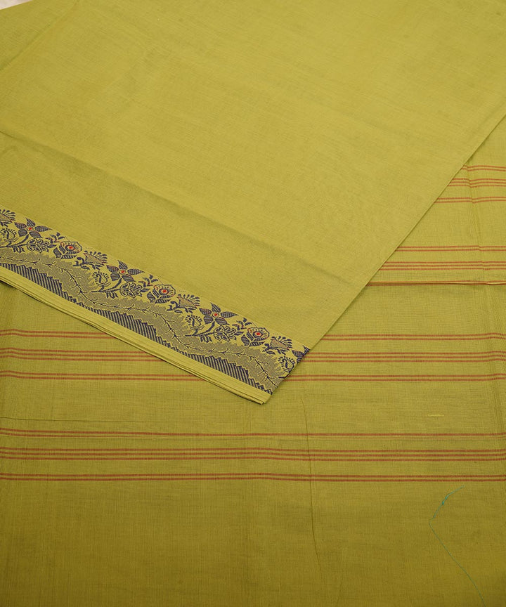Olive green dark green border cotton venkatagiri handloom saree