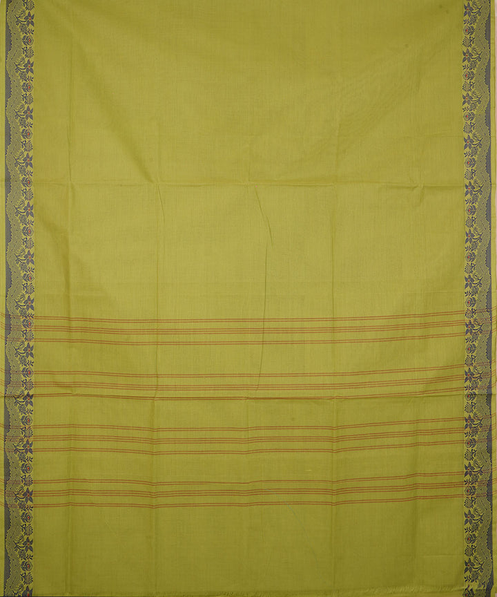 Olive green dark green border cotton venkatagiri handloom saree