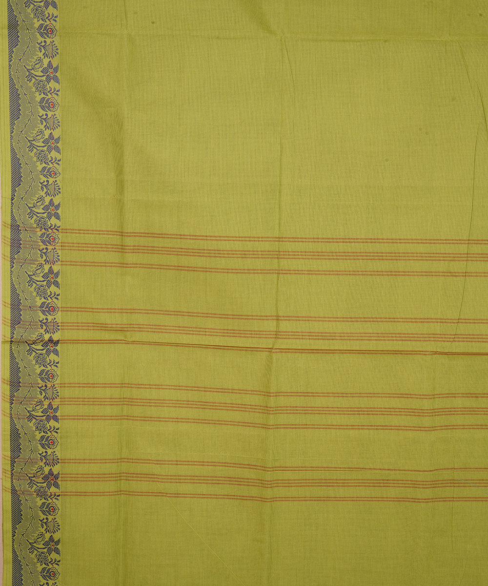 Olive green dark green border cotton venkatagiri handloom saree