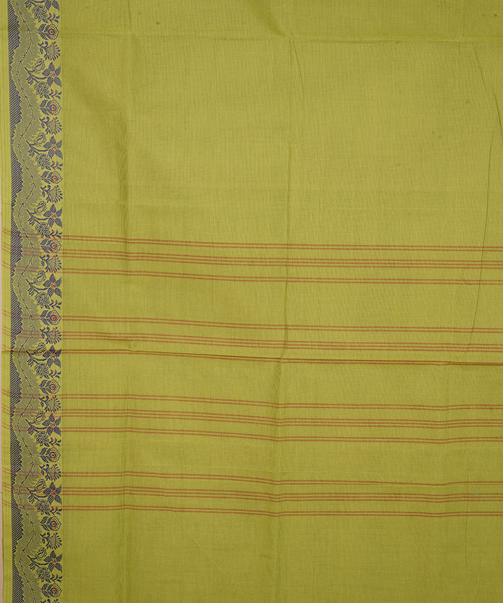 Olive green dark green border cotton venkatagiri handloom saree
