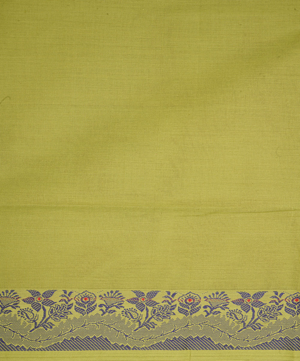 Olive green dark green border cotton venkatagiri handloom saree